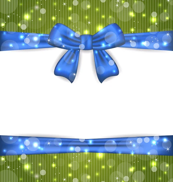 Vánoční svítící karta s stuha bows — Stock fotografie