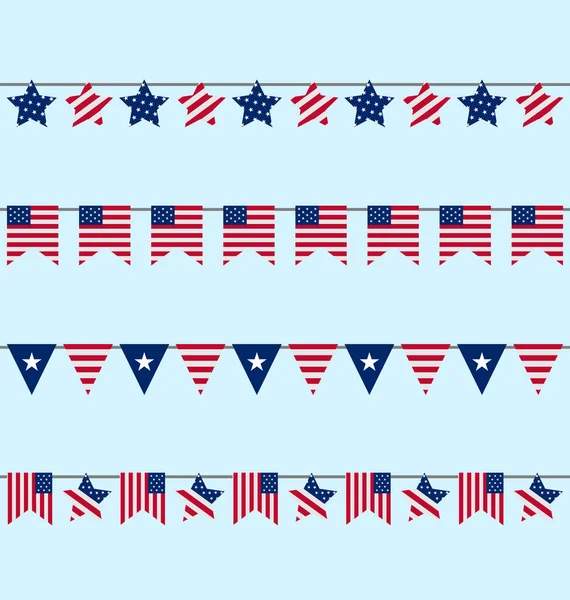 Hanging Bunting pennants for Independence Day USA, Patriotic Sym — Stock Photo, Image