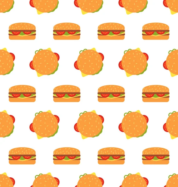 Textura sin costura con hamburguesas. Patrón de comida rápida —  Fotos de Stock
