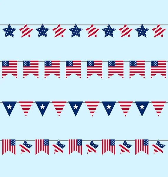 Appendiabiti Bunting appesi per il giorno dell'indipendenza USA, Patriotic Sym — Foto Stock