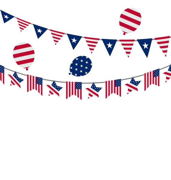 Appendiabiti Bunting appesi per il giorno dell'indipendenza USA, Patriotic Sym — Foto Stock