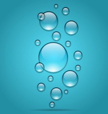 Mavi arka plan şeffaf su damlaları