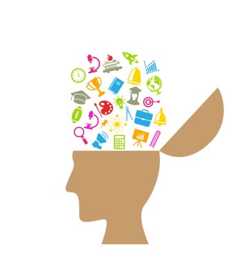 Okul düz renkli basit simgeler kümesi