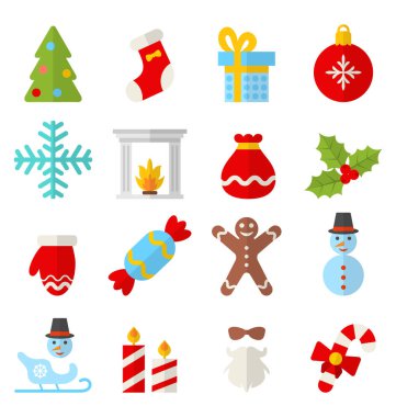 Yeni yıl renkli semboller ve öğeleri