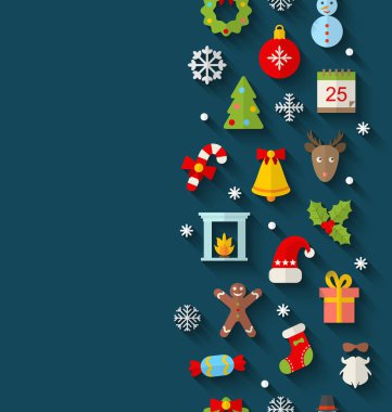Uzun gölgeler ile Noel düz simgeler
