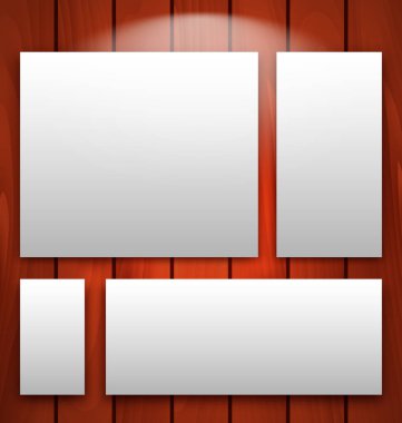 Galeri iç boş çerçeveler ile ışık ahşap duvar ile