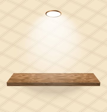 hafif ahşap raf ile Vintage wallpapered odası