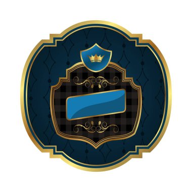 Altın Çerçeve etiket izole taç ile