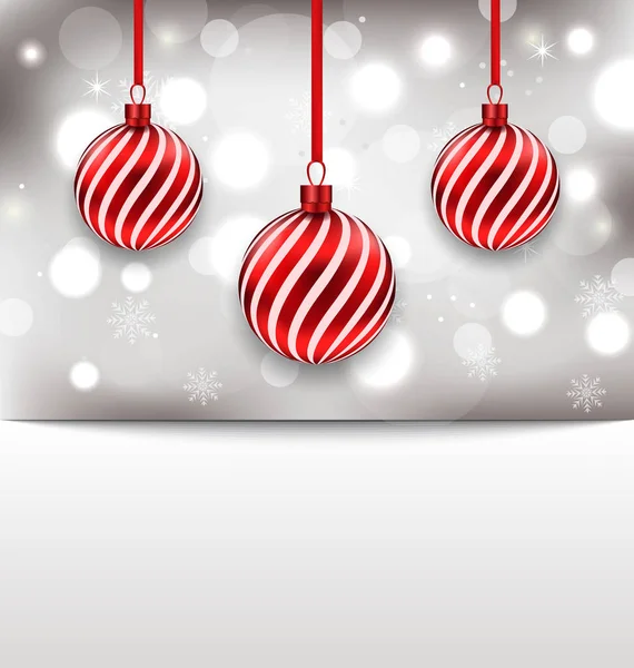 Tarjeta brillante de Navidad con bolas rojas —  Fotos de Stock