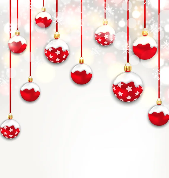 Christmas Red Glassy Balls on Shimmering Light Background — Stock Photo, Image