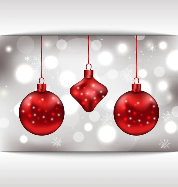 Светящаяся праздничная открытка с рождественскими шариками — стоковое фото