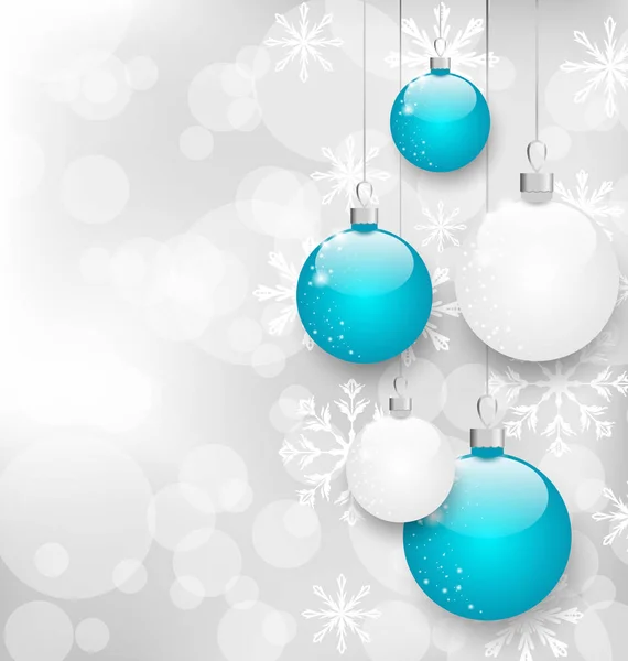 Різдвяна листівка з різнокольоровими кульками і місце для тексту — стокове фото
