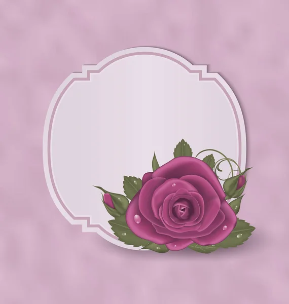 Retro karta s růžovými růžemi — Stock fotografie