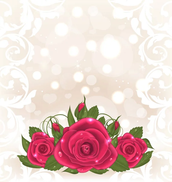 Luxe kaart met boeket van roze rozen — Stockfoto