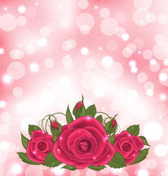 Fundo de luxo com buquê de rosas rosa — Fotografia de Stock