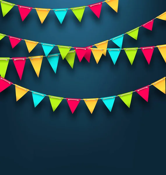 Party Dark Background with Bunting Flags for Holidays — Stock Photo, Image