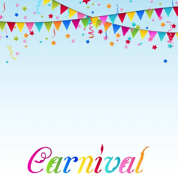 Carnaval achtergrond met vlaggen, confetti, tekst — Stockfoto