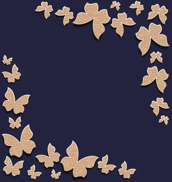 Linda tarjeta con mariposas, composición hecha en papel de cartón — Foto de Stock