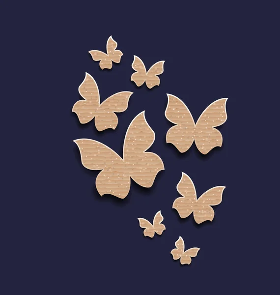 Fondo oscuro con mariposas en papel de cartón — Foto de Stock