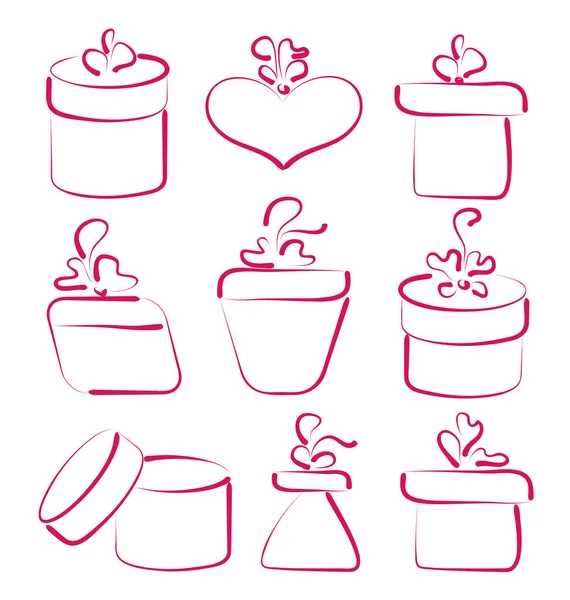 Handgezeichnete Set Geschenkboxen für Ihr Jubiläum — Stockfoto