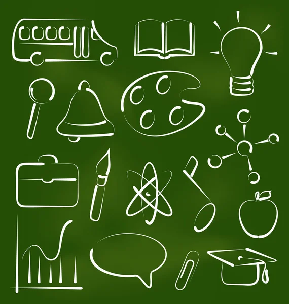 Készlet ikonok iskola, Kréta doodle stílusban — Stock Fotó
