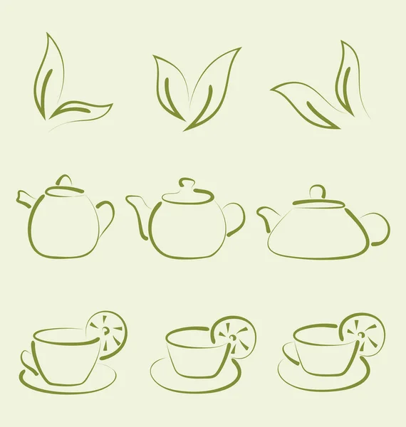 凉茶、 集的杯和茶壶 — 图库照片