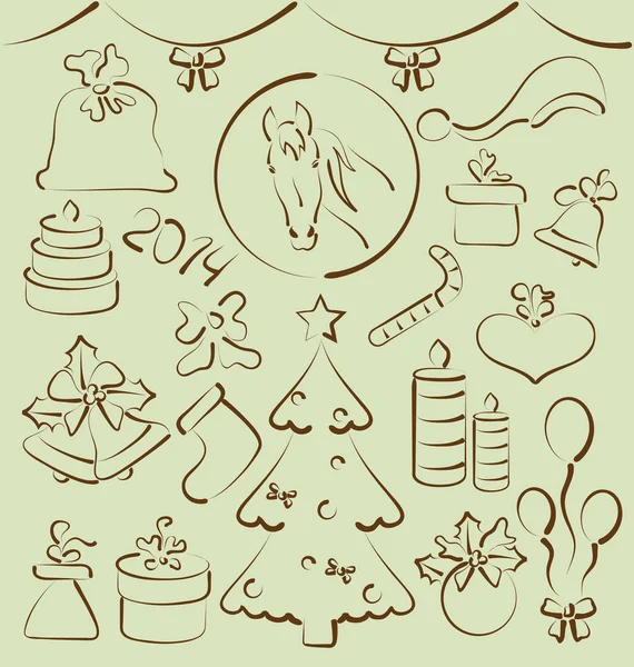 Christmas set elements stylized hand drawn — Stock Photo, Image