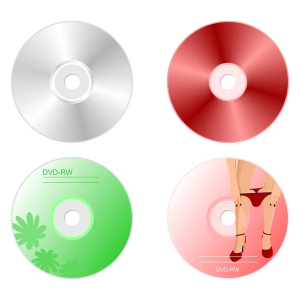 Illustrazione realistica impostare disco DVD con entrambi i lati — Foto Stock