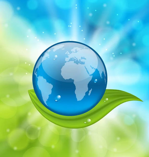 Planet earth with green leaf — Stock Photo, Image