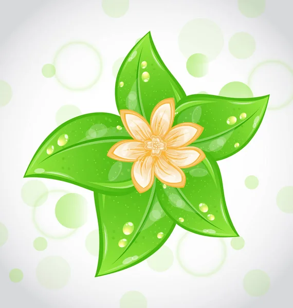 Симпатичный экофон с зелеными листьями и цветком — стоковое фото