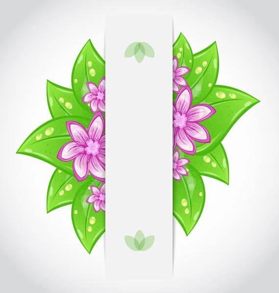 Bio concept design eco friendly banner with green leaves and flo