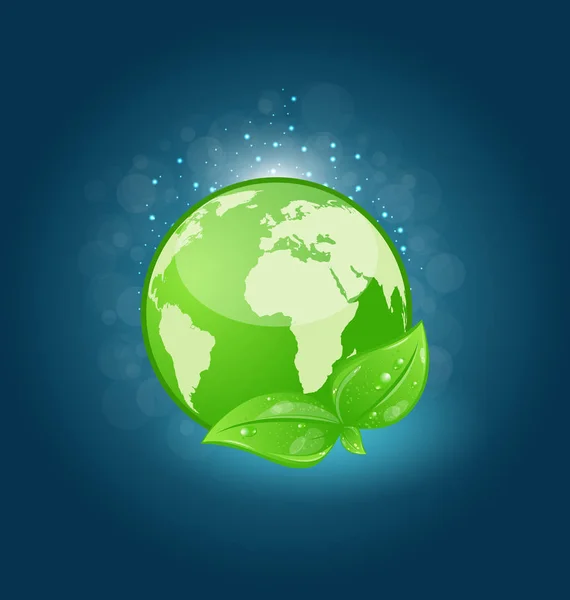 Global planet and eco green leaves — Stock Photo, Image