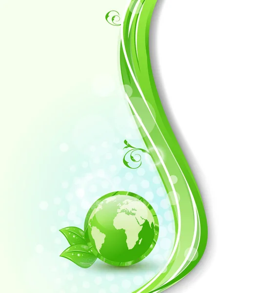 Background with global planet and eco green leaves — Stock Photo, Image