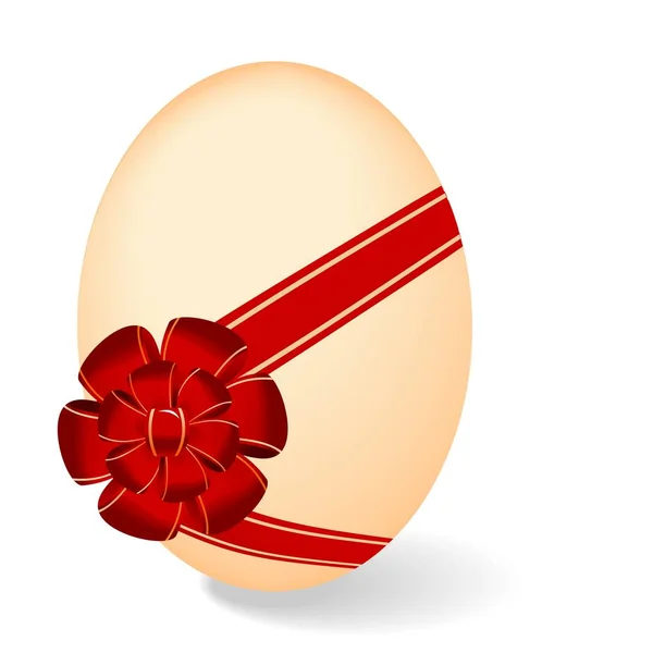 Realistisk illustration av påskägg med röd rosett — Stockfoto