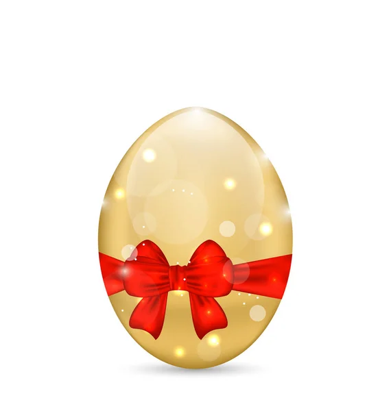 Easter paschal shine egg with red bow — Stock Photo, Image