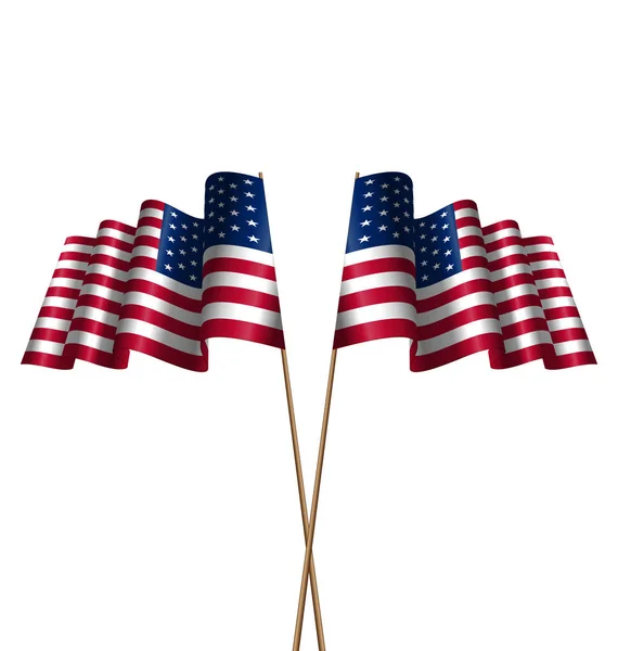 Δύο σημαίες ΗΠΑ άνεμος κυματίζοντας — Φωτογραφία Αρχείου