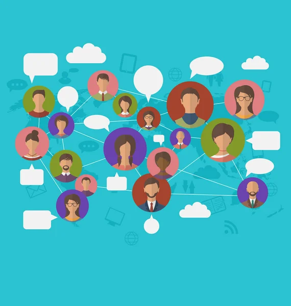 Social connection on world map with people icons — Stock Photo, Image