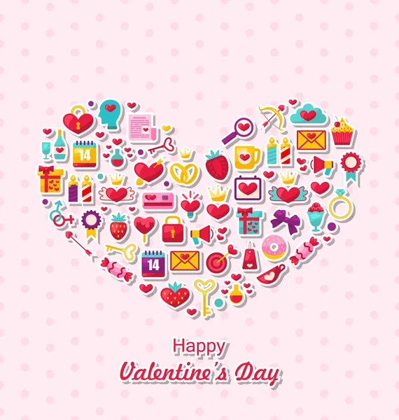 Collectie moderne platte Design iconen voor Happy Valentines Day — Stockfoto