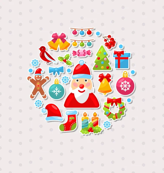 Vidám karácsony ünnepe kártya hagyományos elemekkel — Stock Fotó