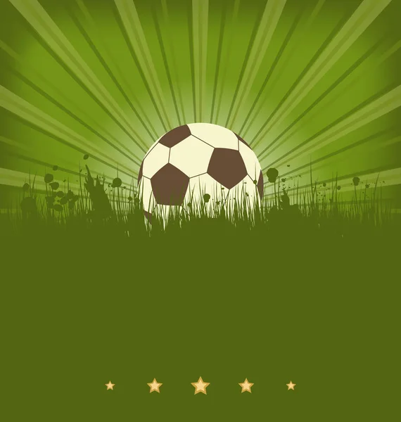 Alte Fußballkarte mit Ball im Gras — Stockfoto