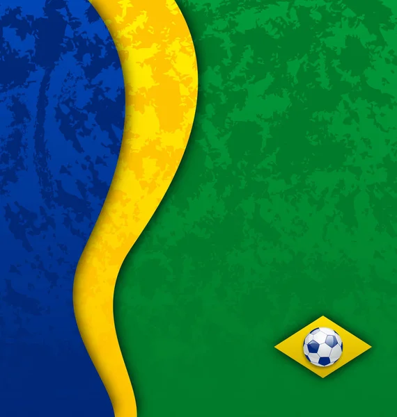 Grunge football background in Brazil flag colors — Stock Photo, Image