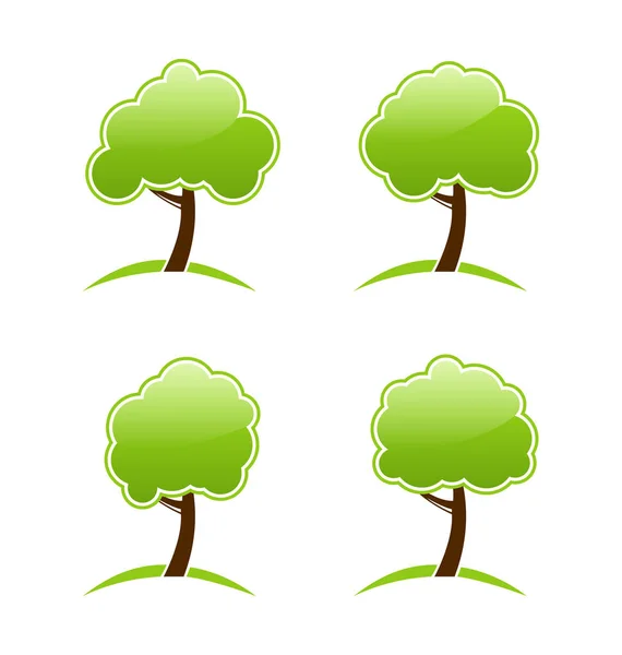 Abstract green various icons trees — Stock Photo, Image