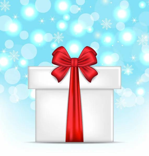 Gift box with red bows on glowing background — Stock Photo, Image