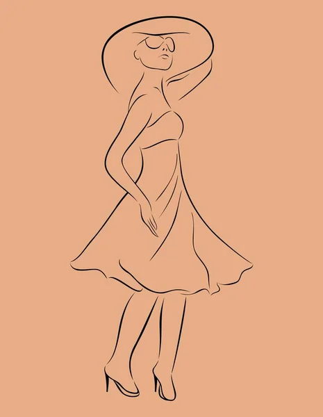 Beautiful girl in dress sketch — Stock Photo, Image