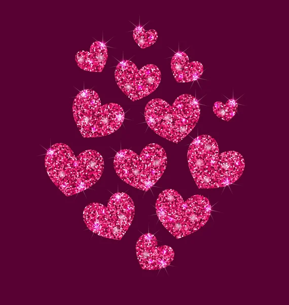 Antecedentes para el Día de San Valentín con corazones brillantes —  Fotos de Stock