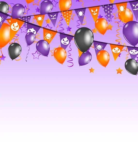 Halloween bakgrund med hängande flaggor och ballonger — Stockfoto