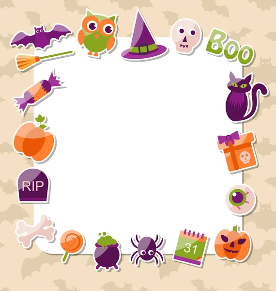 Carta pulita con icone piatte di Halloween colorate — Foto Stock