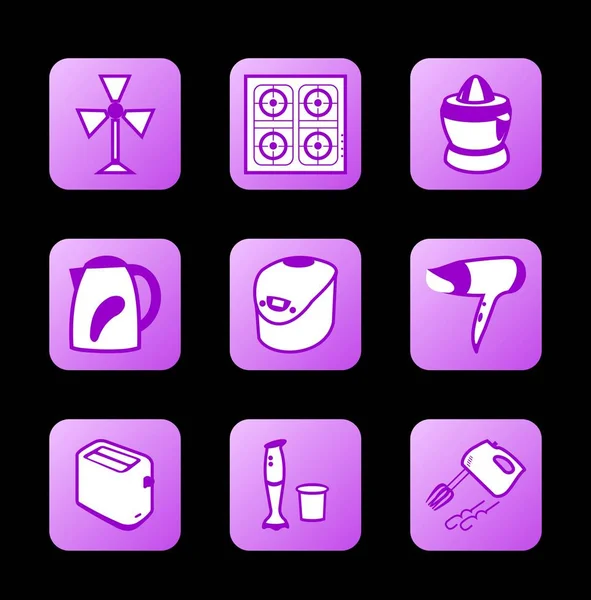 Home appliances icons, purple contour series — Stock Photo, Image