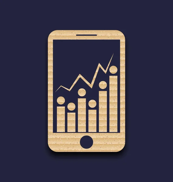 Paper mobile phone with abstract infographic, chart — Stock Photo, Image