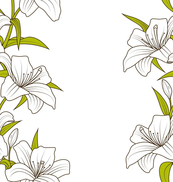 ユリの花とかわいい装飾用シームレスなテクスチャ — ストック写真